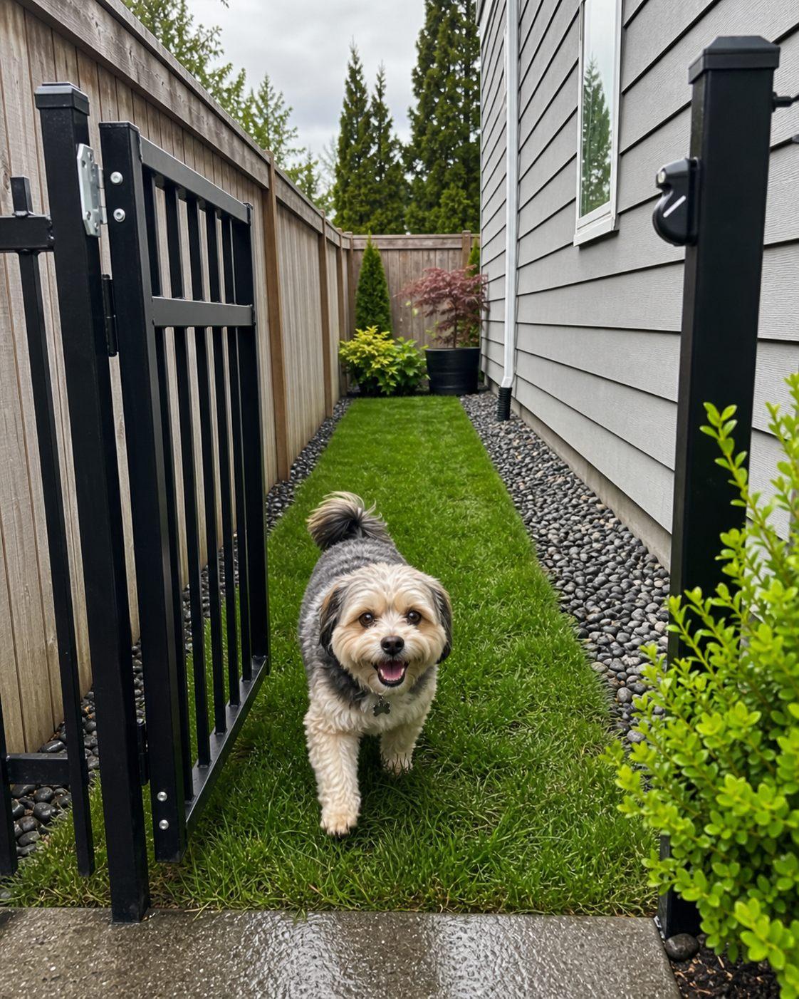 Route technician working in a clean residential yard